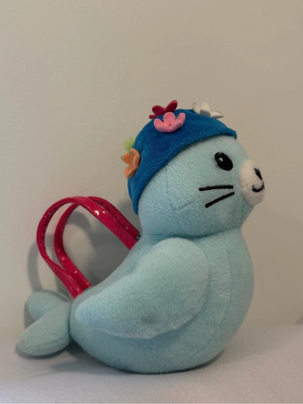 Gymboree Retired Swimming Seal Plush Purse Blue Floral Swim Cap Pink Straps Rare